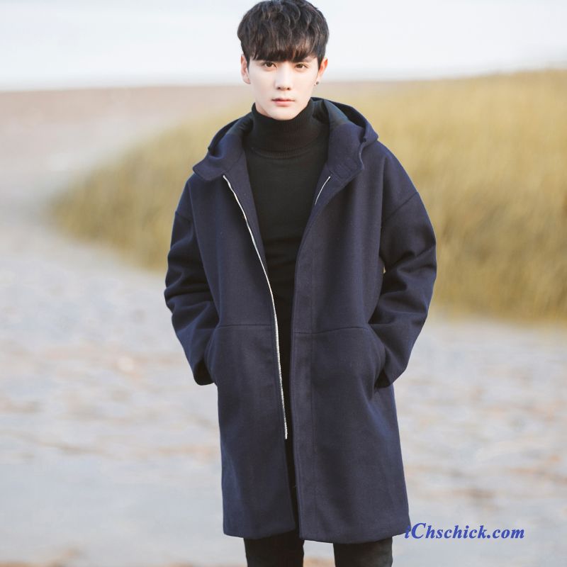 Trenchcoat Mit Kapuze Herren Marineblau, Wollmäntel Blau Herren Günstig