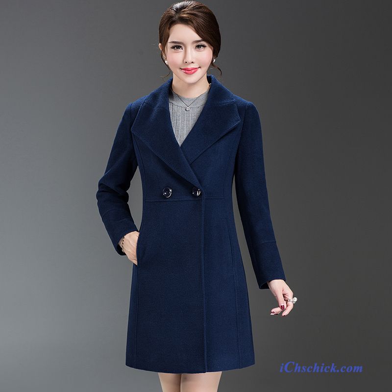 Winterjacke Damen Wolle Marineblau, Trenchcoat Damen Wolle Kaufen
