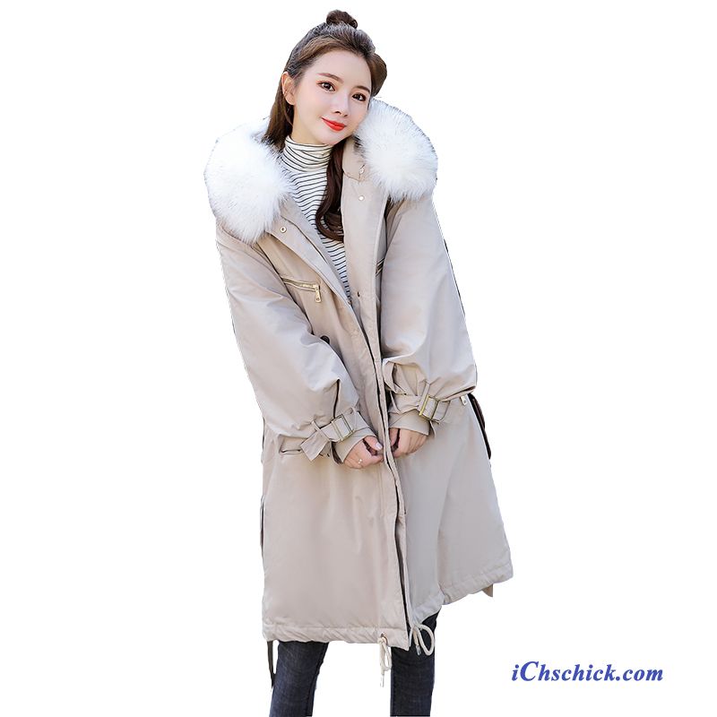 Bekleidung Baumwolle Mantel Allgleiches Einfach Temperament Lange Mode Weiß Beige Discount