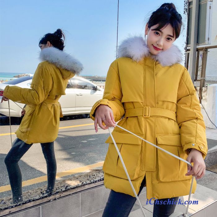 Bekleidung Baumwolle Mantel Freizeit Tasche Dünn Lange Ärmel Reißverschluss Gelb Angebote