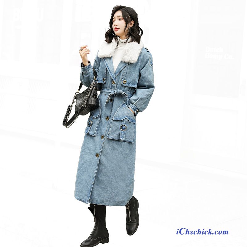 Bekleidung Baumwolle Mantel Mode Lose Temperament Dünn Trend Blau Billige