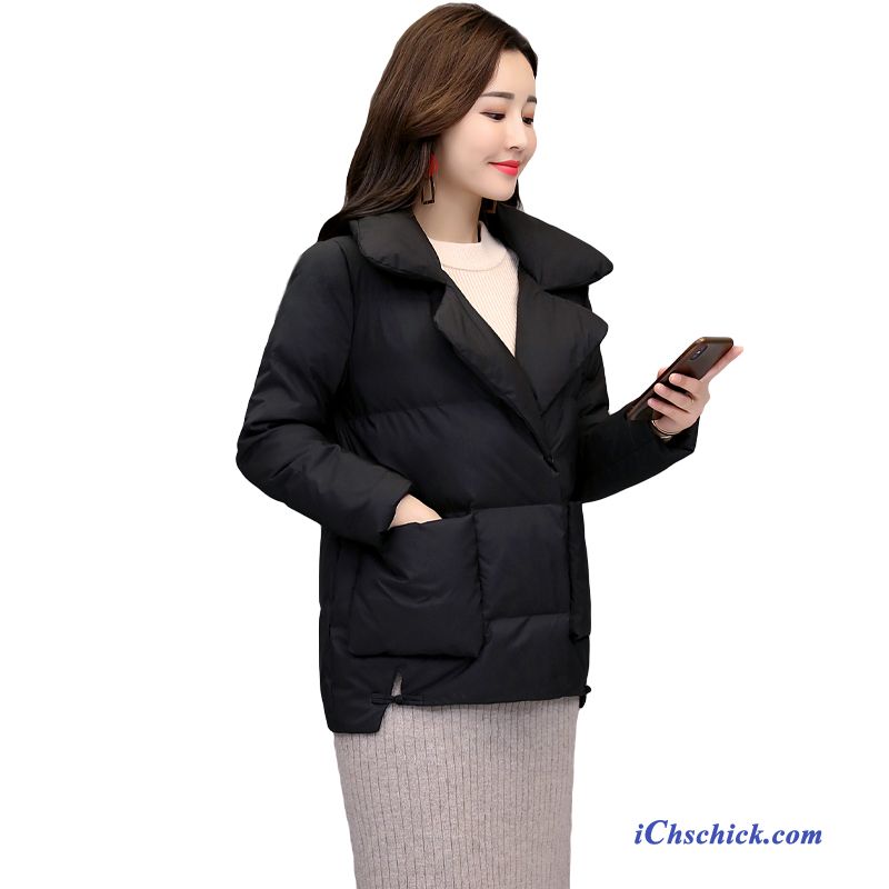 Bekleidung Baumwolle Mantel Plus Samt Gerade Warme Drucken Mode Schwarz Günstige