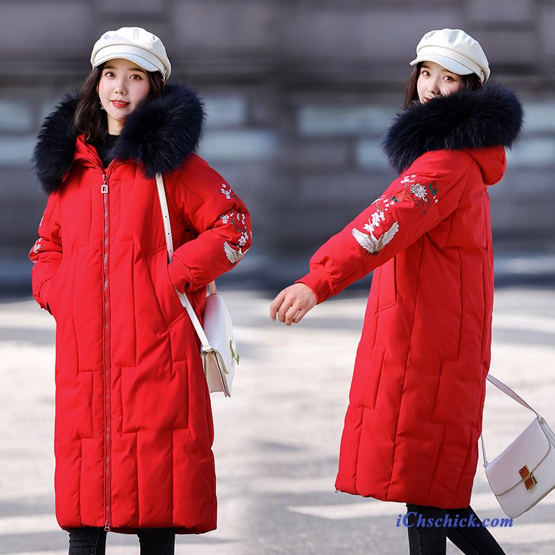 Bekleidung Baumwolle Mantel Überzieher Großer Pelzkragen Verdickung Neu Winterkleidung Rot Kaufen