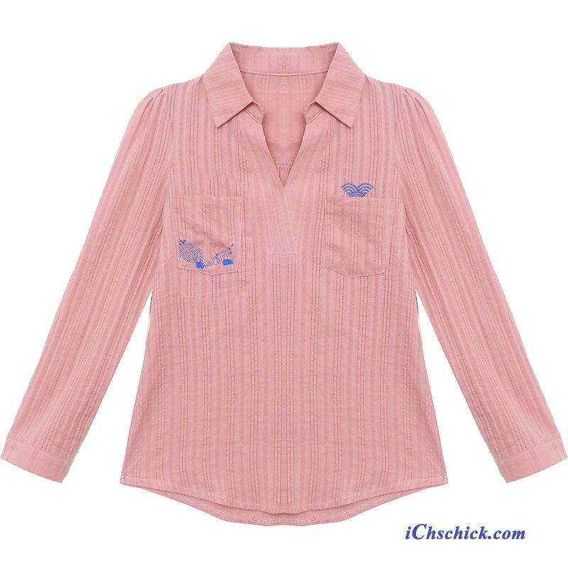 Bekleidung Blusen Mantel Damen Herbst Neu Unteres Hemd Rosa Verkaufen