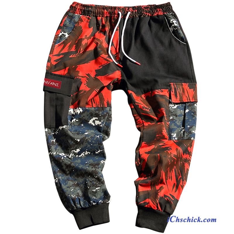 Bekleidung Cargohose Herbst Freizeit Trendmarke Feder Große Größe Camouflage Rot Günstige