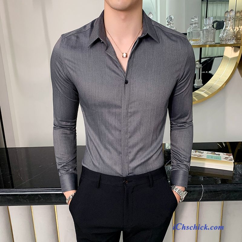 Bekleidung Hemden Herren Gut Aussehend Overall Britischen Rein Grau Verkaufen