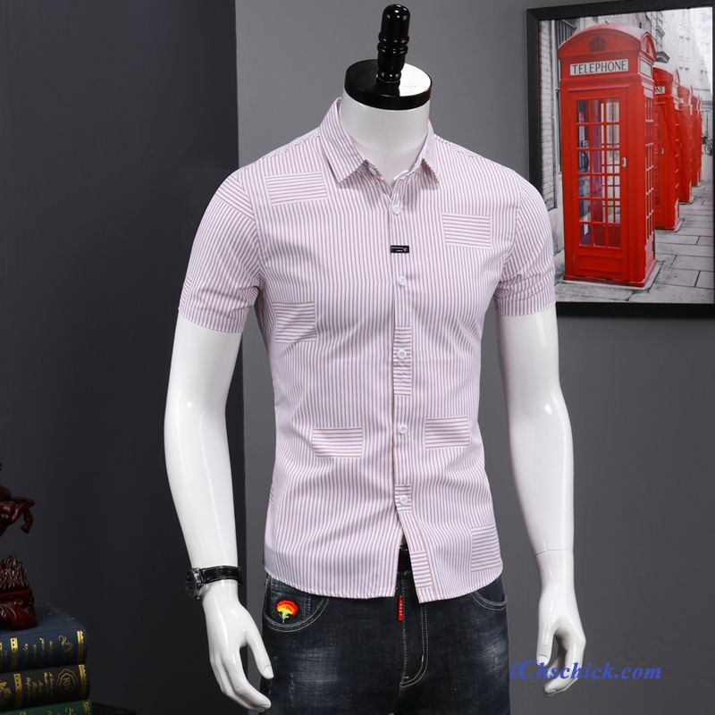 Bekleidung Hemden Streifen Mantel Trend Freizeit Dünn Rosa Sale
