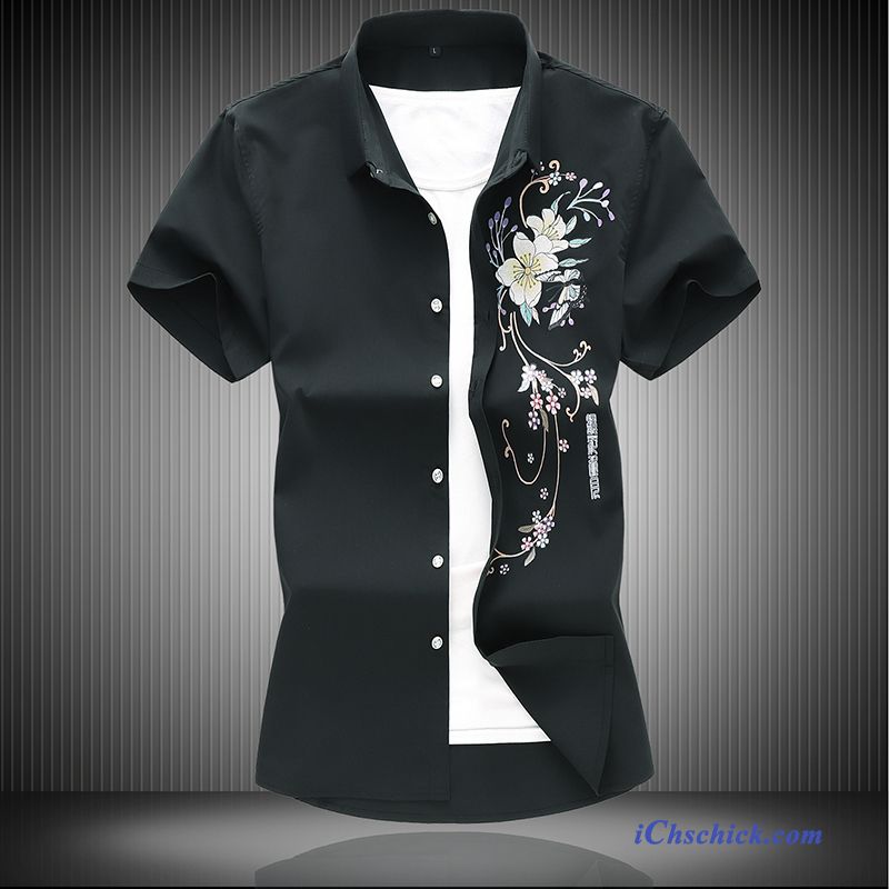 Bekleidung Hemden Unterhemd Chinesischer Stil Herren Dünn Drucken Schwarz Discount