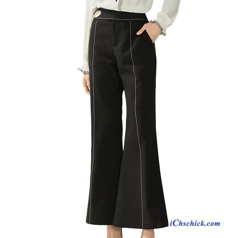 Bekleidung Hosen Dünn Ausgestellte Jeans Allgleiches Hohe Taille Damen Weiß Schwarz Billige