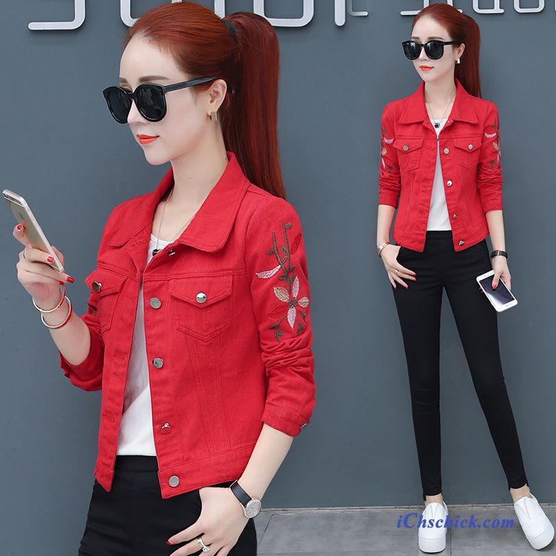 Bekleidung Jacken Damen Mantel Mode Kurzer Absatz Überzieher Rot Sale