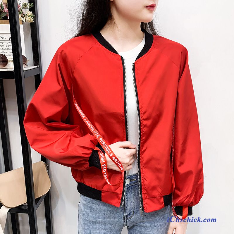 Bekleidung Jacken Damen Überzieher Schüler Freizeit Mantel Rot Verkaufen