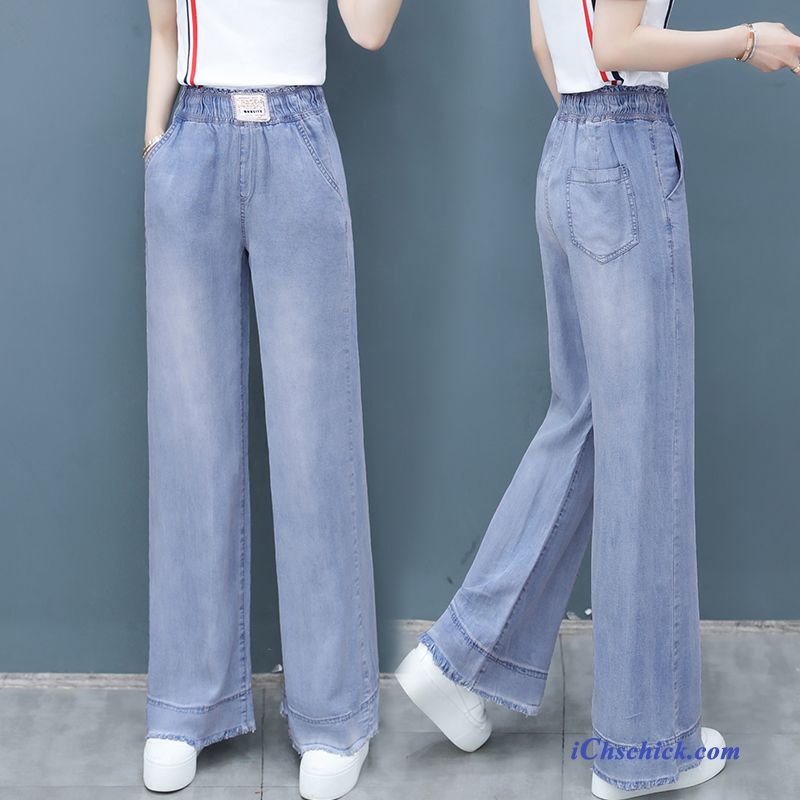 Bekleidung Jeans Damen Seide Neu Weites Bein Hose Blau Verkaufen