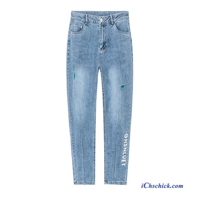 Bekleidung Jeans Dünn Harlan Lose Hohe Taille Hose Blau Hell Sale