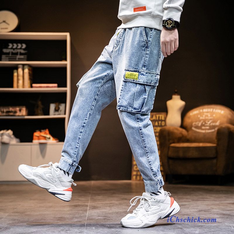 Bekleidung Jeans Feder Mode Trend Schüler Neu Blau Günstige