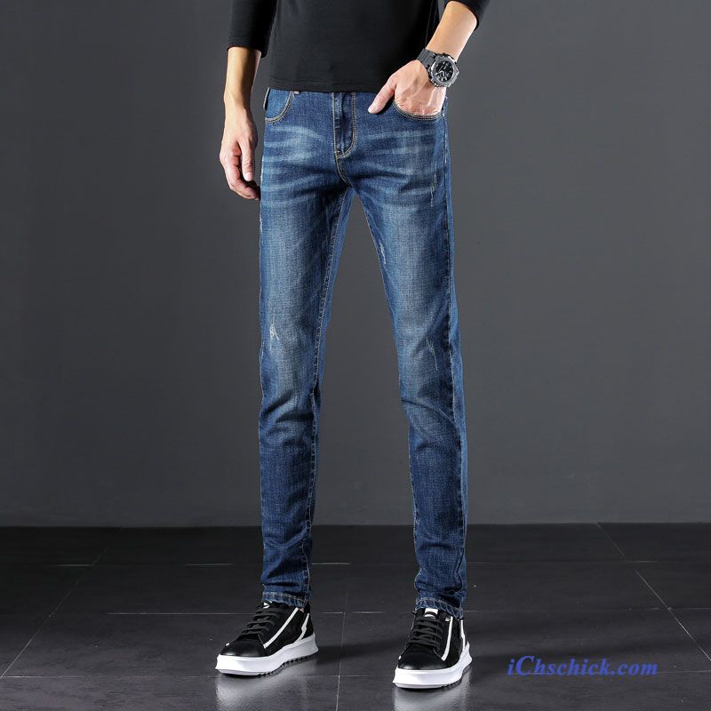 Bekleidung Jeans Gerade Elastisch Neu Schlank Trend Blau Sale
