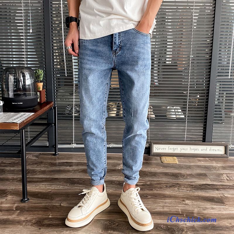 Bekleidung Jeans Herren Leicht Trendmarke Schlank Lose Blau Hell Online