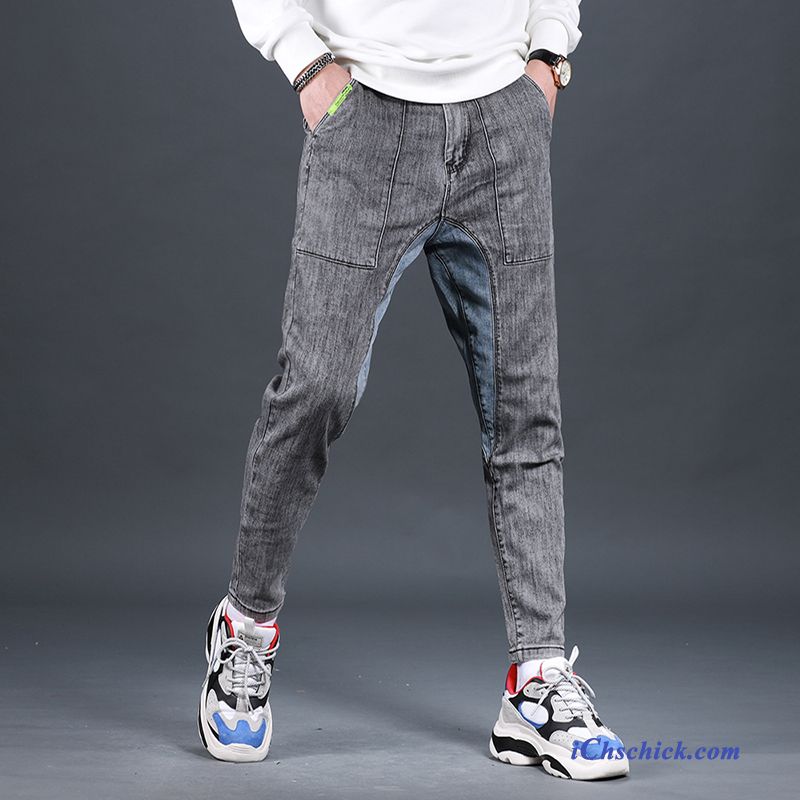 Bekleidung Jeans Leicht Trend Schlank Sommer Trendmarke Grau Verkaufen