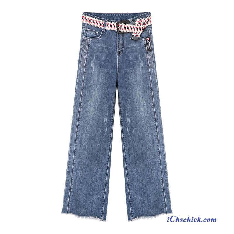 Bekleidung Jeans Lose Feder Weites Bein Neu Hose Blau Kaufen