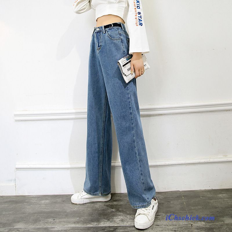 Bekleidung Jeans Neu Damen Trend Lange Lose Blau Kaufen