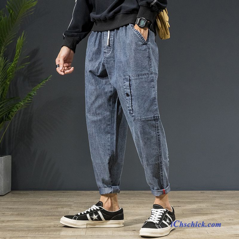 Bekleidung Jeans Retro Harlan Herbst Trend Hosen Blau Sale