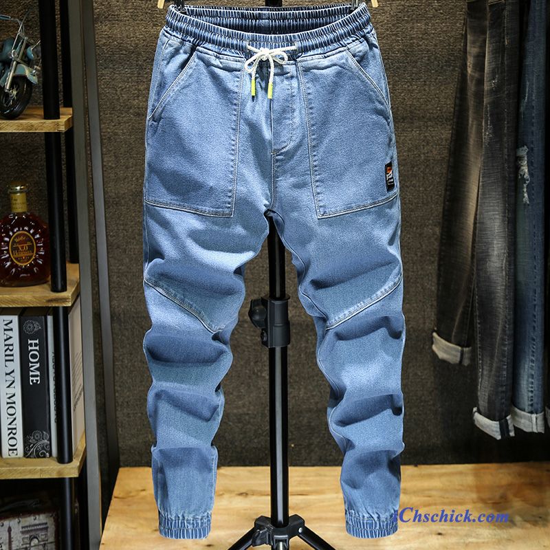 Bekleidung Jeans Sommer Schlank Freizeit Harlan Trendmarke Blau Günstige