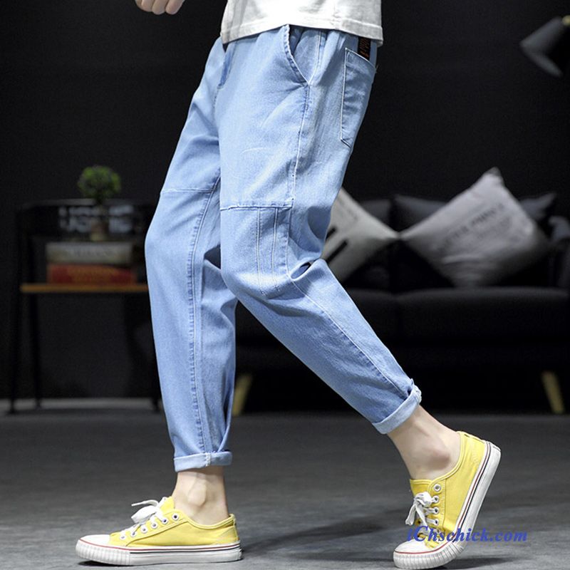 Bekleidung Jeans Trendmarke Lose Allgleiches Enge Freizeit Hellblau Kaufen