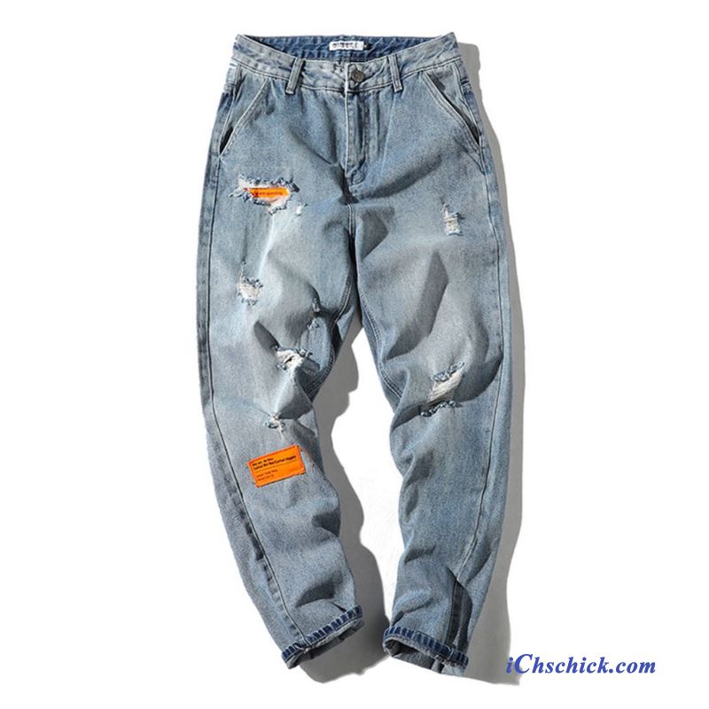 Bekleidung Jeans Vintage Hosen Gerade Herbst Trend Hellblau Online