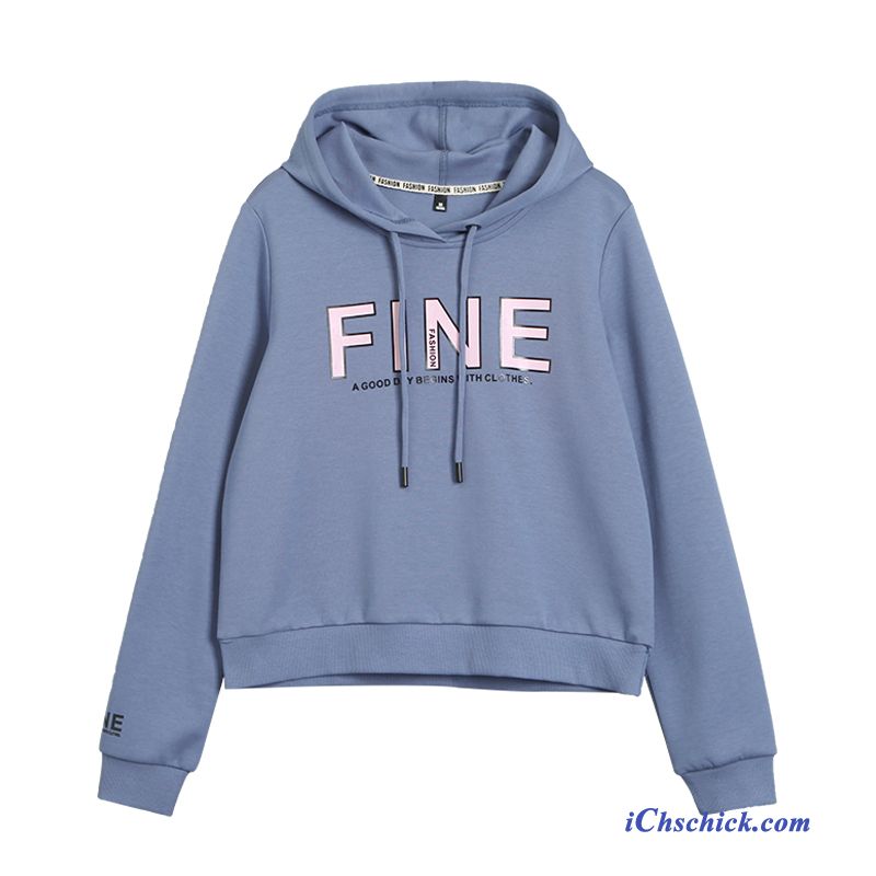 Bekleidung Kapuzenpullis Trend Allgleiches Damen Hoodies Drucken Blau Angebote