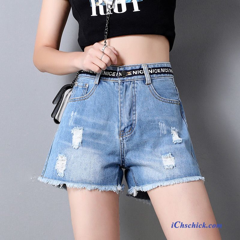 Bekleidung Kurze Hosen Neu Denim Weites Bein Lose Hot Pants Hellblau Verkaufen