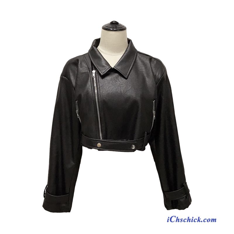 Bekleidung Lederjacke Allgleiches Feder Mode Damen Motorradbekleidung Schwarz Kaufen