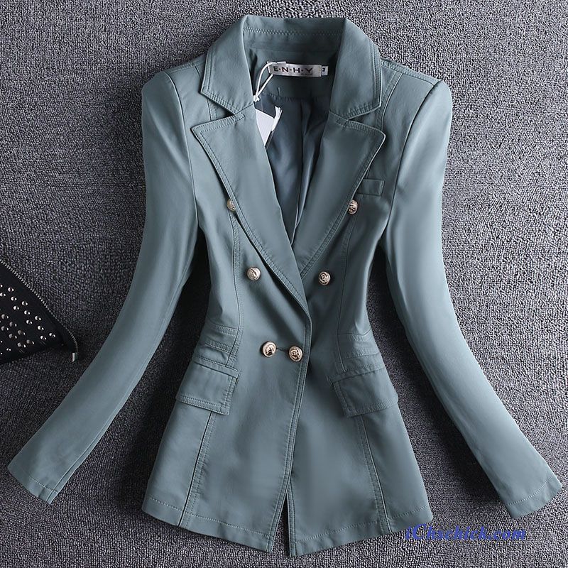 Bekleidung Lederjacke Anzüge Neu Damen Allgleiches Modisch Blau Verkaufen