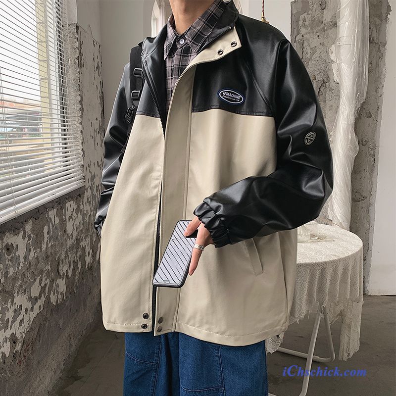 Bekleidung Lederjacke Überzieher Feder Gut Aussehend Mantel Trendmarke Khaki Billige