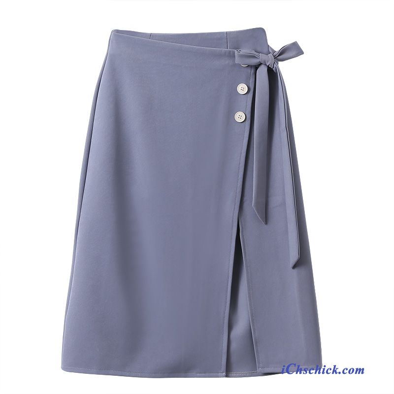 Bekleidung Röcke Neu Hohe Taille Damen Schnürung A-linie Rock Blau Angebote