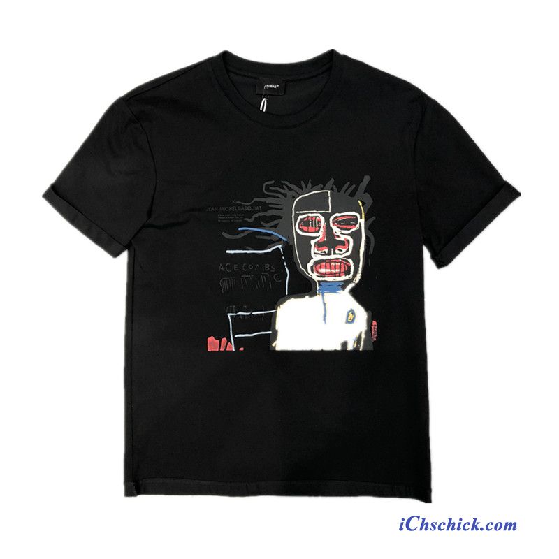 Bekleidung T-shirts Herren Sommer Trend Rundausschnitt Karikatur Schwarz Online