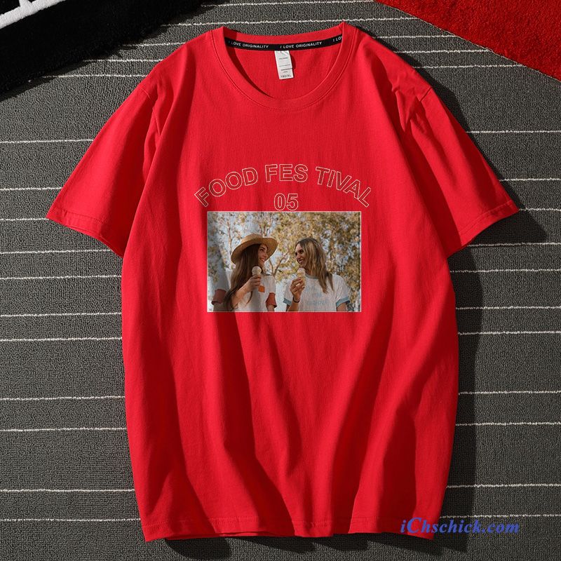 Bekleidung T-shirts Original Baumwolle Neu Sommer Paar Rot Online