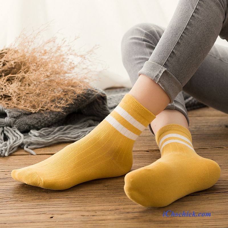 Damen Socken Einfarbig Jugend Einfach Frühling Mittel Gelb Bestellen