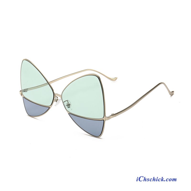 Damen Sonnenbrille Dreieck Neu Mode Europe Persönlichkeit Mischfarben Grün Gold Angebote