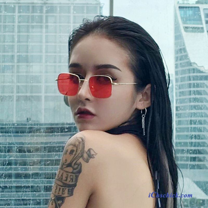 Damen Sonnenbrille Mini Sonnenbrillen Mesh Trend Transparent Rot Geschäft