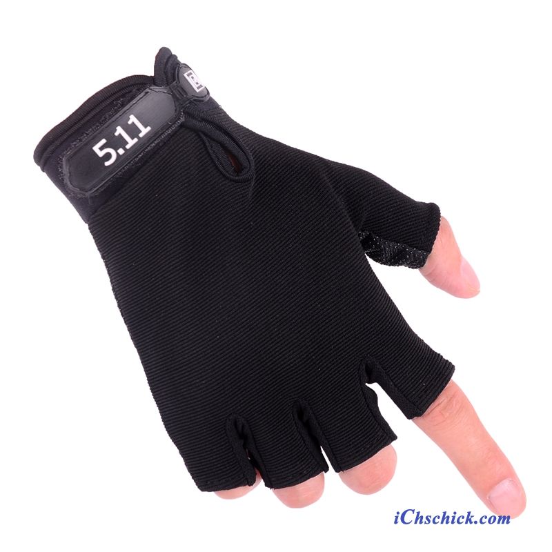 Herren Handschuhe Training Sport Taktiken Reiten Halber Finger Schwarz Günstige