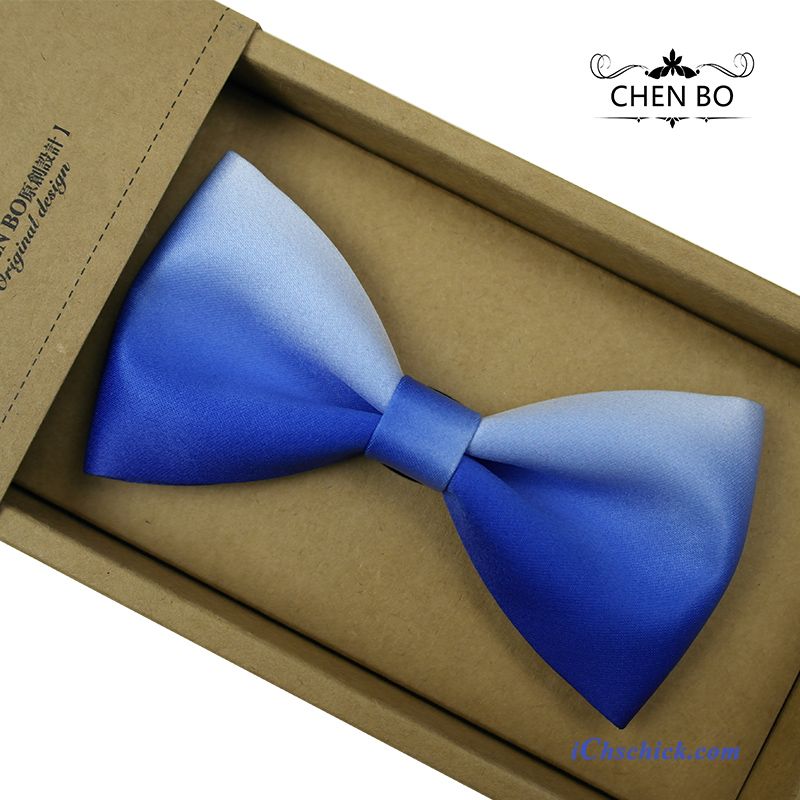 Herren Querbinder Fliege Bowknot Outdoor Verheiratet Bräutigam Trauzeugen Gradient Blau Günstig