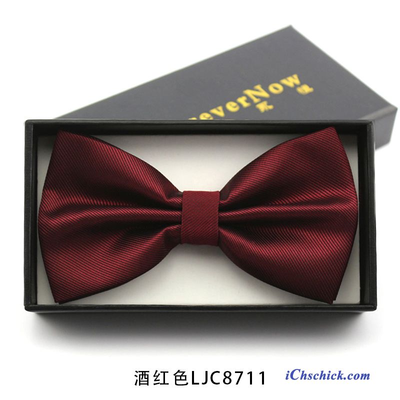 Herren Querbinder Fliege Verheiratet Trauzeugen Bräutigam England Bowknot Bordeauxrot Schwarz Discount