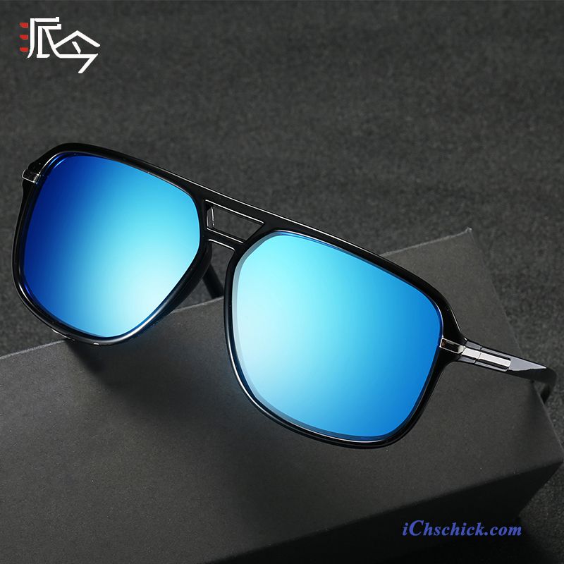 Herren Sonnenbrille Polarisator Retro Platz Persönlichkeit Sonnenbrillen Blau Purpur Lila Schwarz Billige