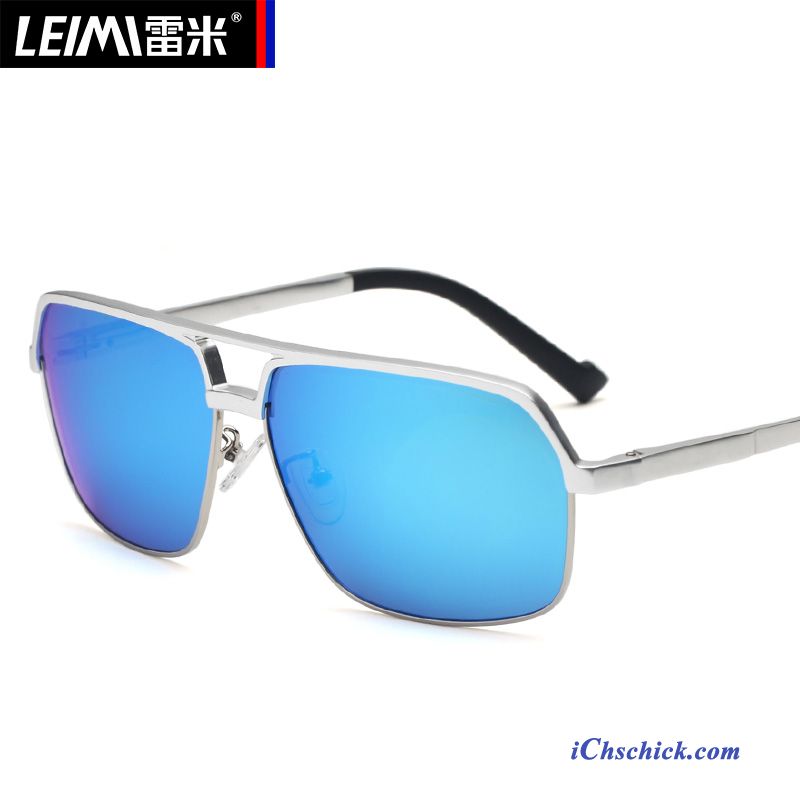 Herren Sonnenbrille Trend Fahren Geschenkbox 2019 Sonnenbrillen Blau Silber Billig