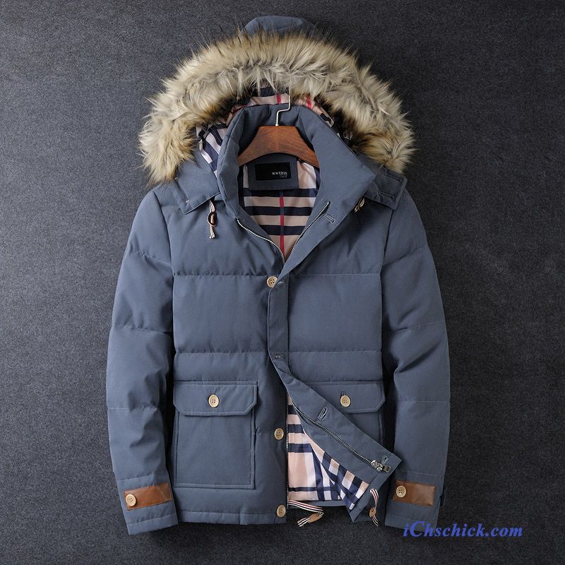 Mode Daunenjacke Herren Blau Dunkelblau, Mode Daunenjacke Herren Billig