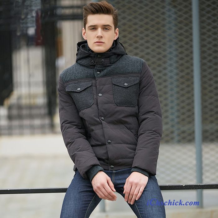 Mode Daunenjacke Herren Blau Orangenfarbig, Gesteppte Jacke Herren Günstig