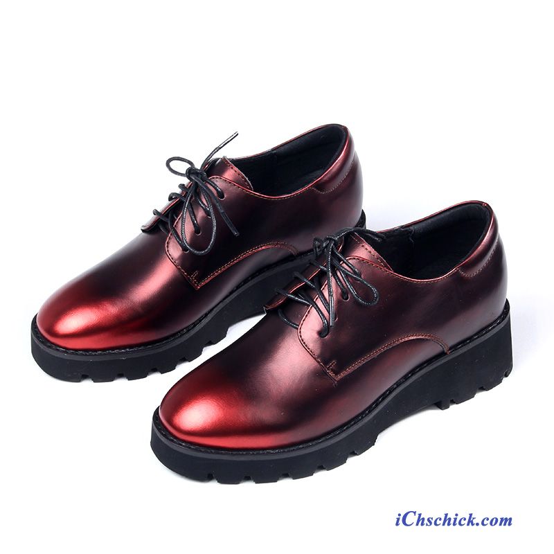 Moderne Leder Schuhe Damen Rosa, Schuhe Leder Casual Günstig