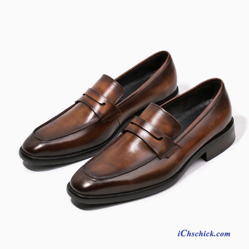 Schuhe Business-schuhe Herbst Halbschuhe British Retro Echtleder Braun Dunkel Verkaufen