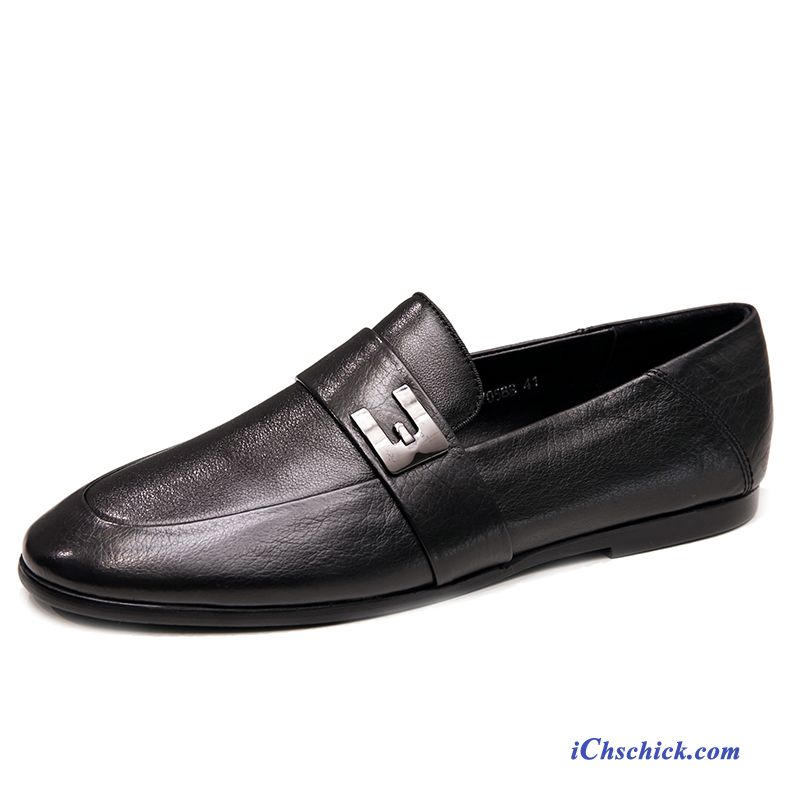 Schuhe Business-schuhe Slip-on Faul Casual Lederschuhe Feder Schwarz Online