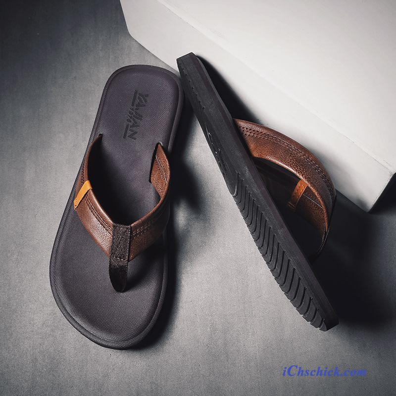 Schuhe Flip Flops Draussen Sommer Rutschsicher Neue Outwear Sandfarben Schwarz Billige