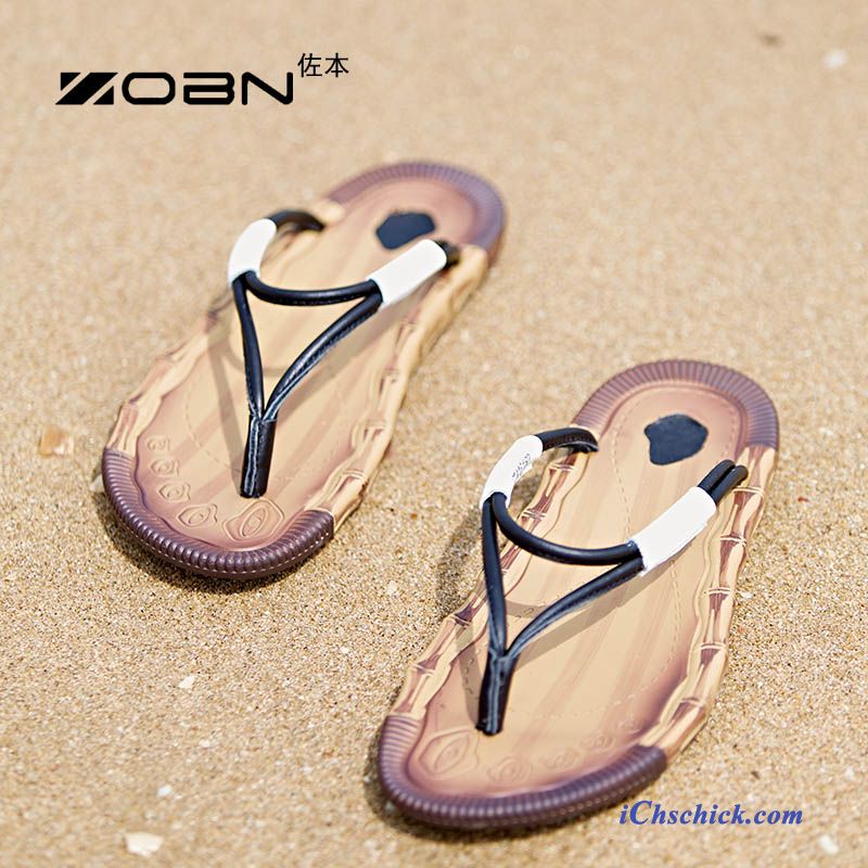 Schuhe Flip Flops Faul Echtleder Rom Sandalen Hausschuhe Sandfarben Braun Günstige